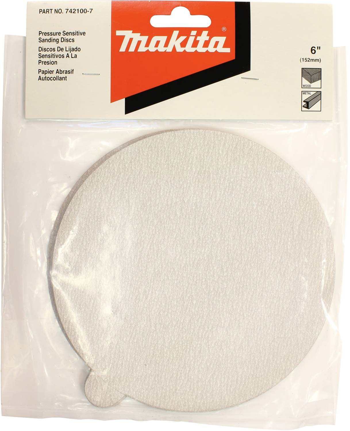 Makita 742100-7 6" Round Abrasive Disc, Pressure Sensitive Adhesive (PSA), 150 Grit, 10/pk