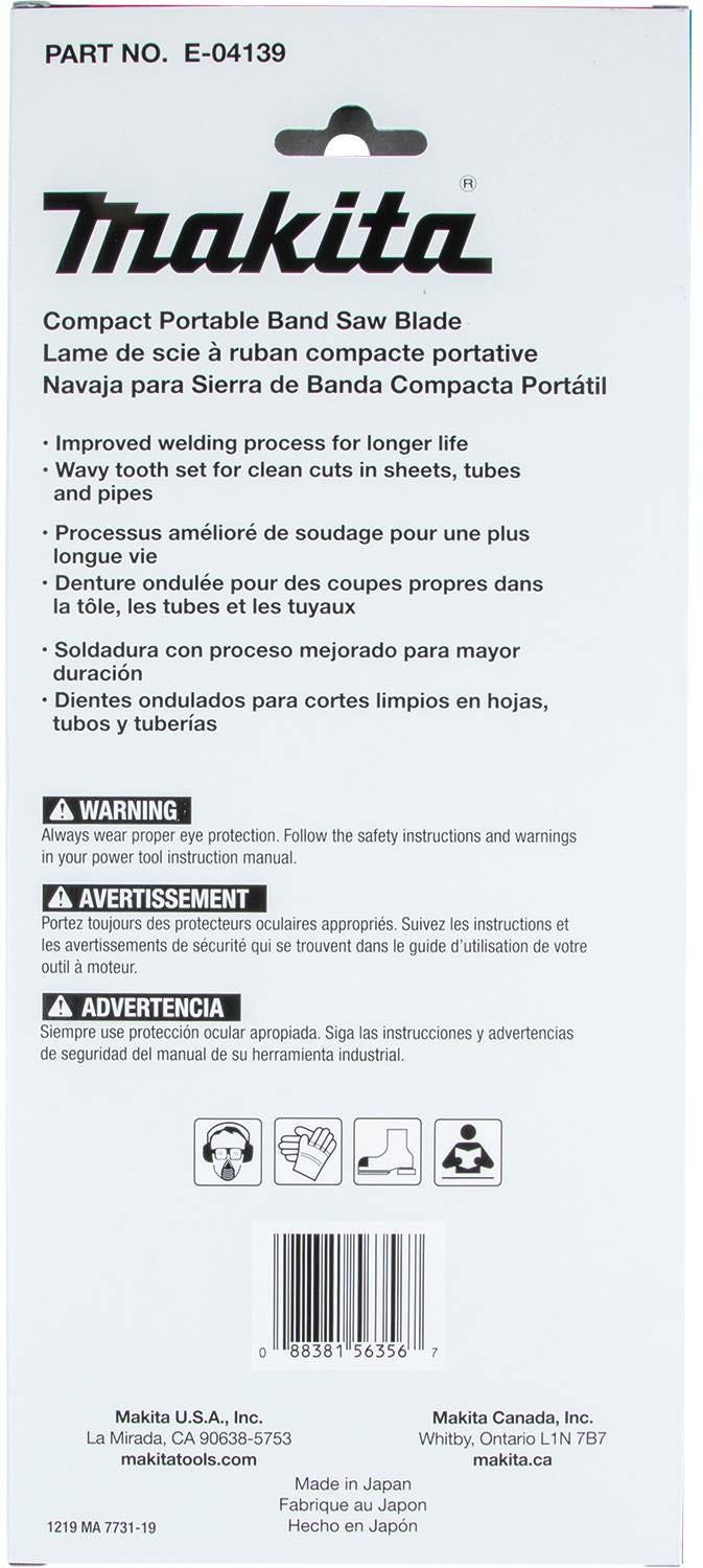 Makita E-04139 28-3/4" 18 TPI Bi-Metal Sub-Compact Portable Band Saw Blade