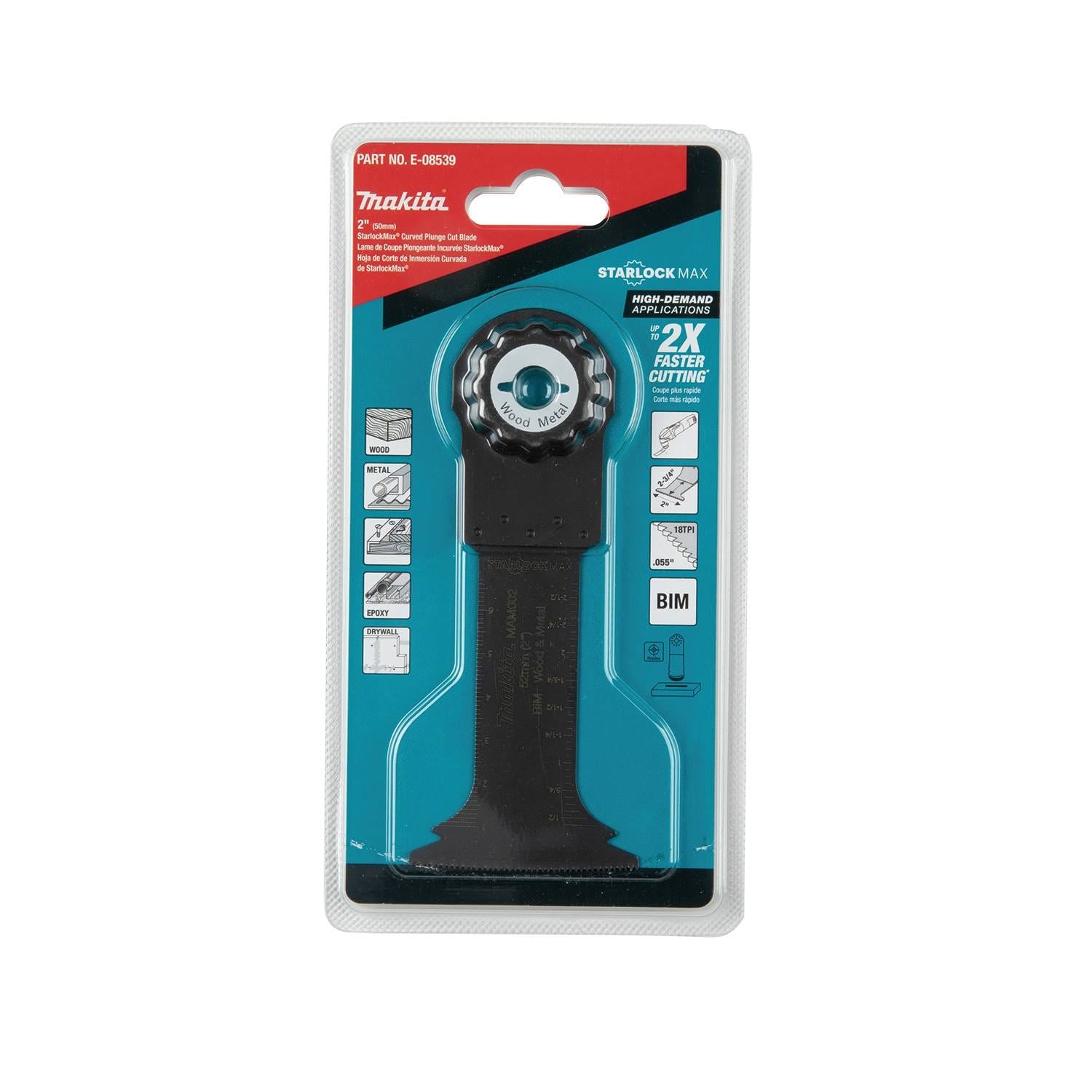 Makita E-08539 StarlockMax Oscillating Multi-Tool 2" Bi-Metal Curved Plunge Cut Blade