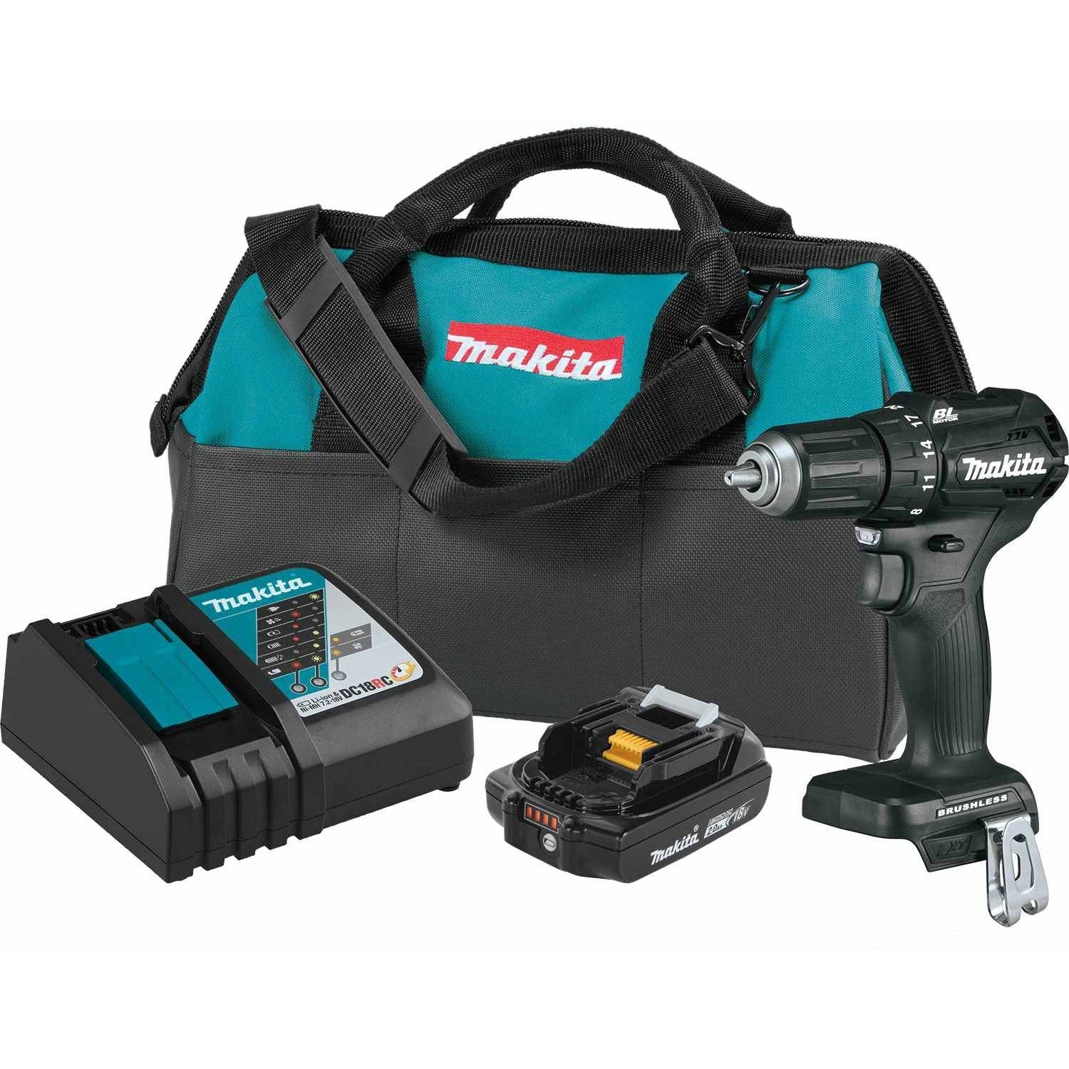 Makita XFD11R1B 18V LXT Sub-Compact Brushless Cordless 1/2-Inch Driver-Drill 2.0Ah Kit