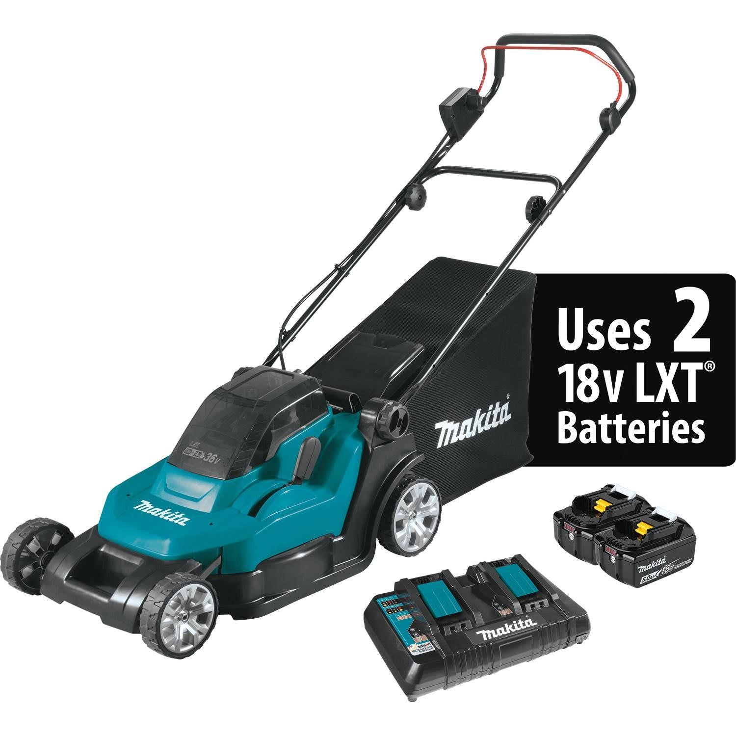 Makita XML05PT 36V (18V X2) LXT 17" Residential Lawn Mower Kit (5.0Ah)