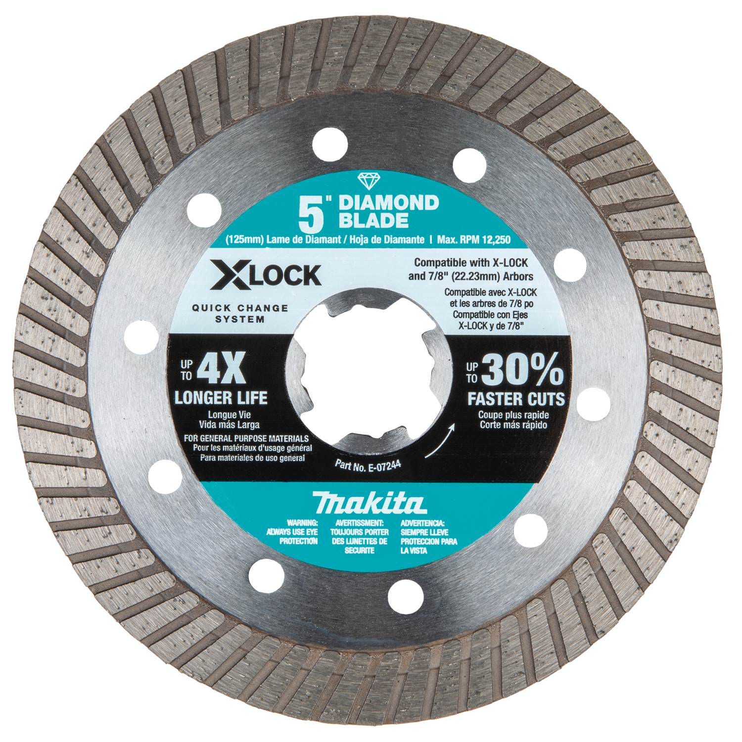Makita E-07244 X-LOCK 5" Turbo Rim Diamond Blade for Masonry Cutting
