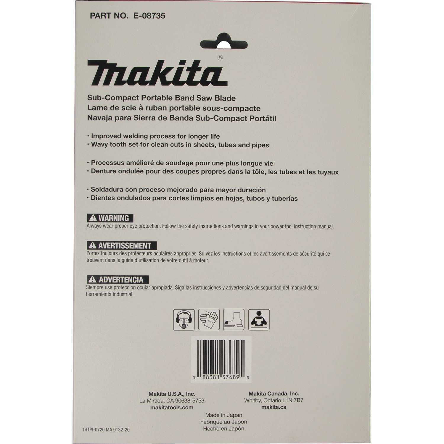 Makita E-08735 28-3/4" 14 TPI Bi-Metal Sub-Compact Portable Band Saw Blade, 5/pk