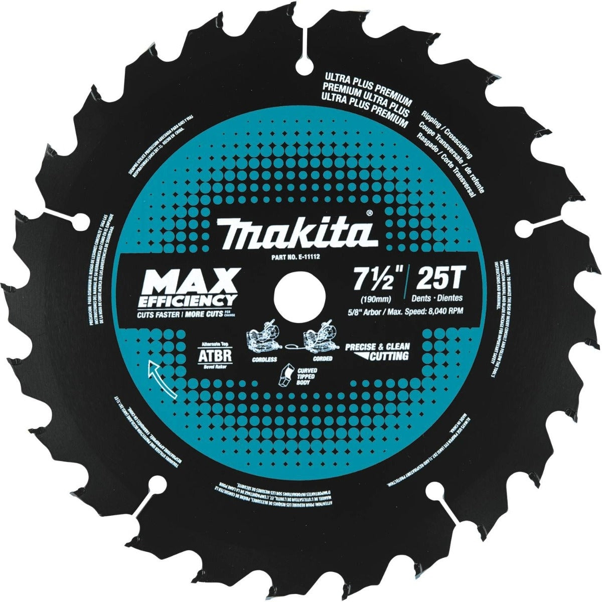Makita E-11112 7-1/2" 25T Carbide-Tipped Max Efficiency Miter Saw Blade