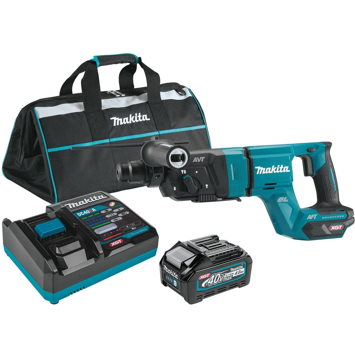 Makita GRH07M1 40V max XGT Brushless Cordless 1-1/8" SDS-PLUS AVT Rotary Hammer (D-Handle) Kit, AFT, AWS Capable (4.0 Ah)