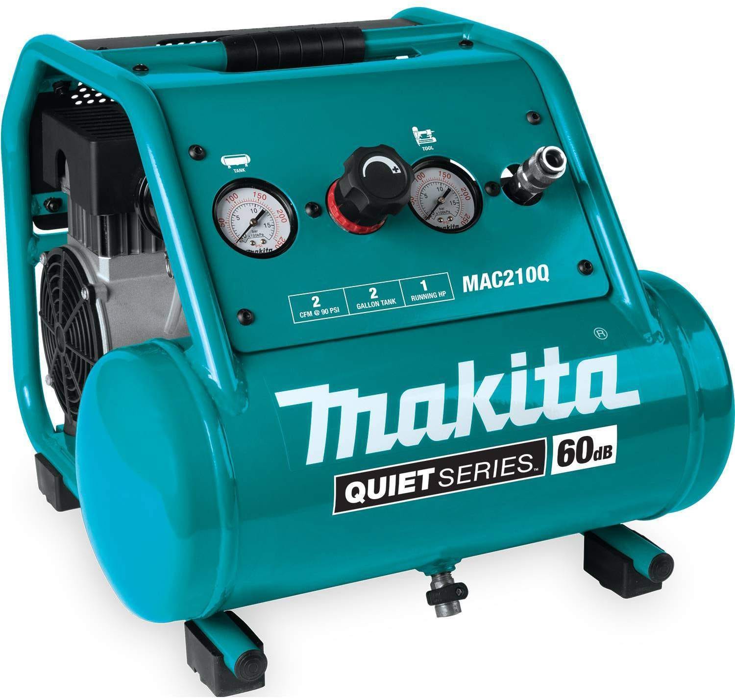 Makita MAC210Q Quiet Series 1 HP, 2 Gallon, Oil-Free, Electric Air Compressor