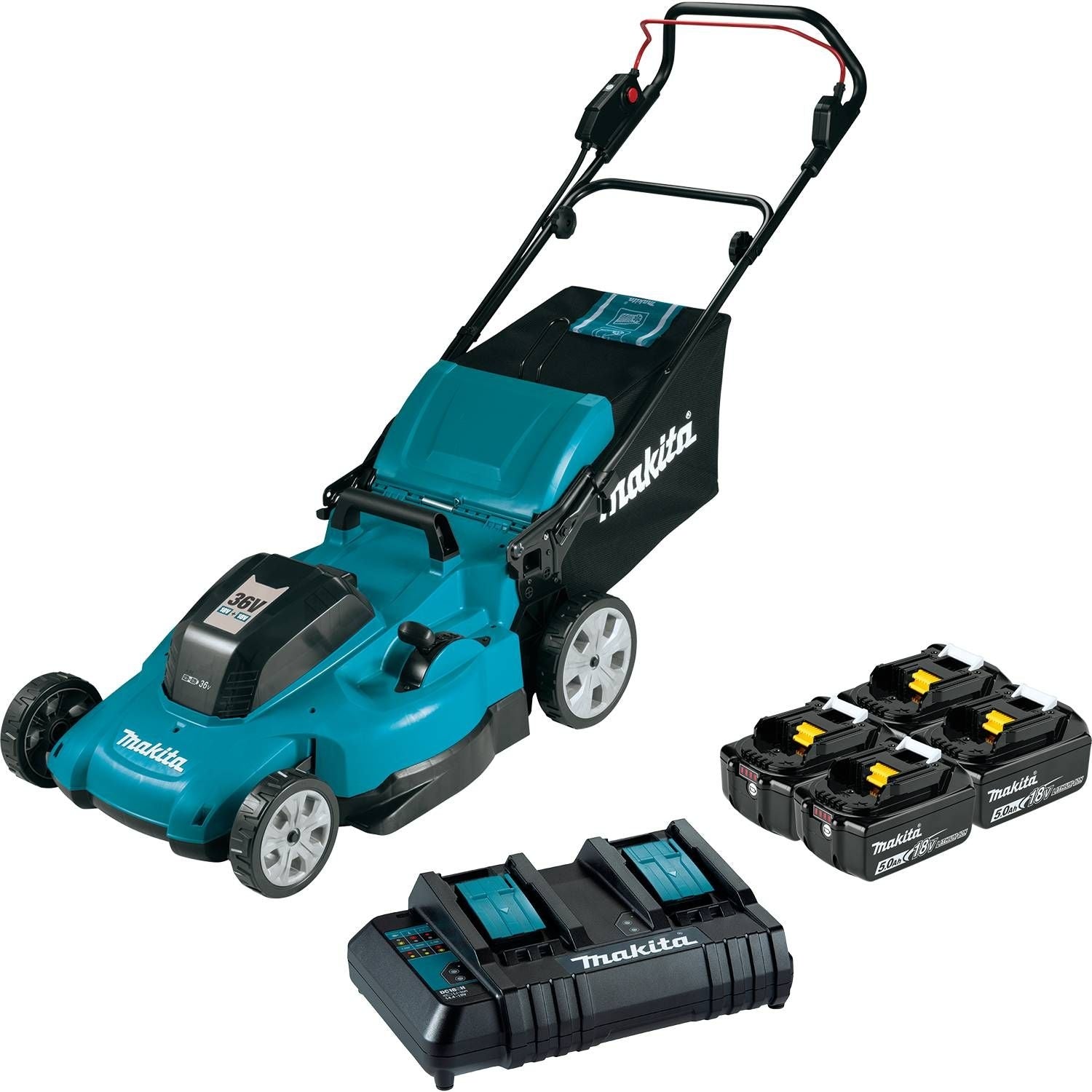 Makita XML10CT1 36V (18V X2) LXT 21" Lawn Mower Kit with 4 Batteries (5.0Ah)