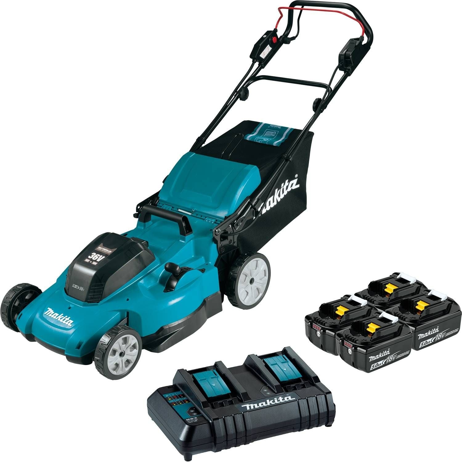 Makita XML11CT1 36V (18V X2) LXT 21" Self-Propelled Lawn Mower Kit with 4 Batteries (5.0Ah)