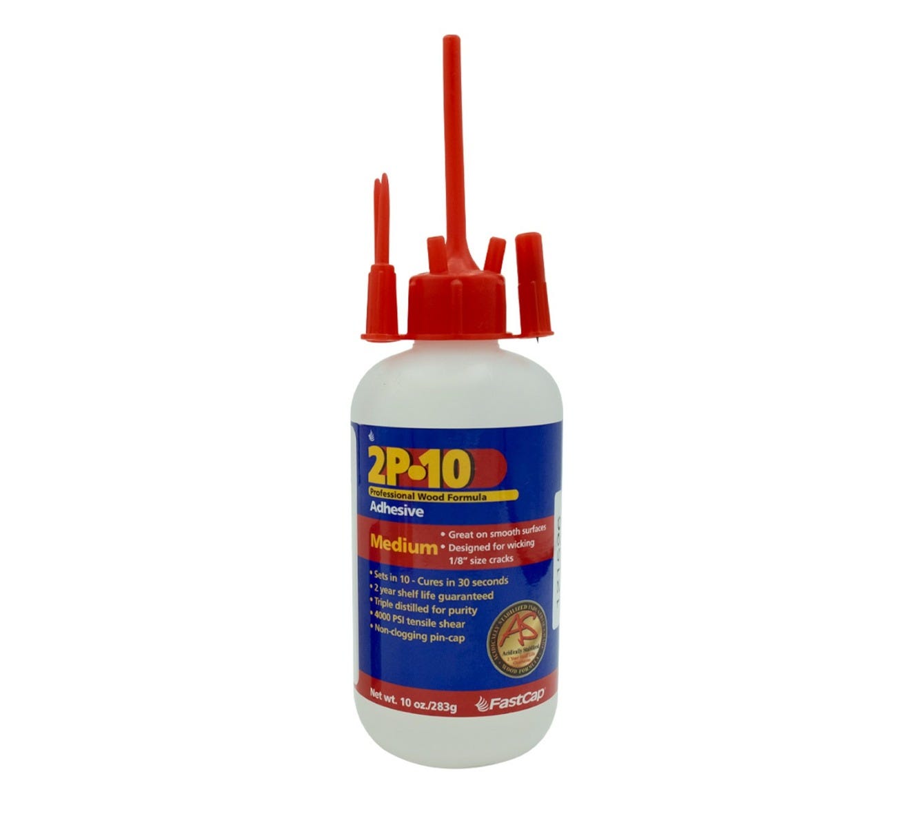 Fastcap 2P-10 Medium Adhesive, 10-oz.