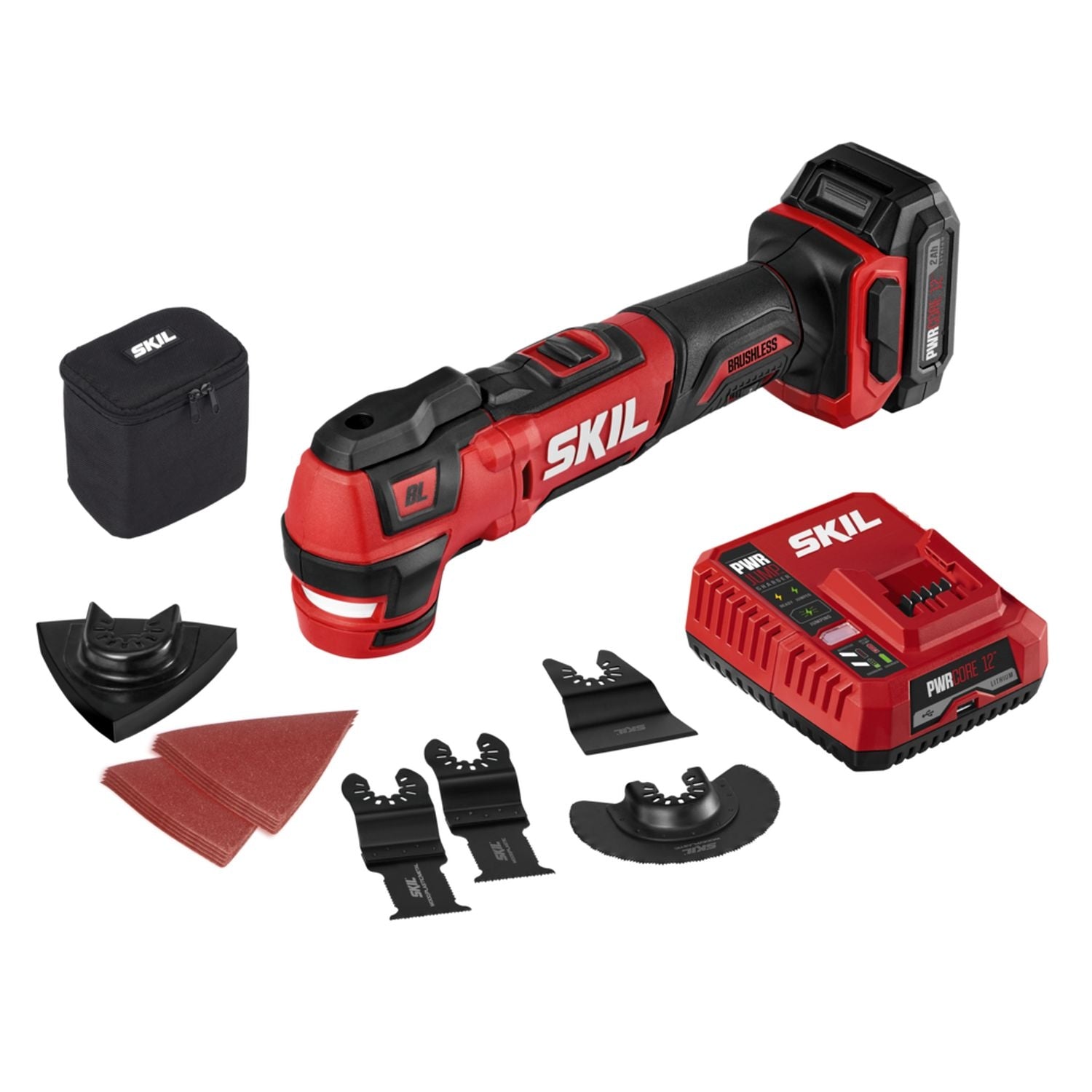 SKIL OS592702 PWRCore 12 Brushless 12V Oscillating MultiTool Kit with Battery and PWR JUMP Charger