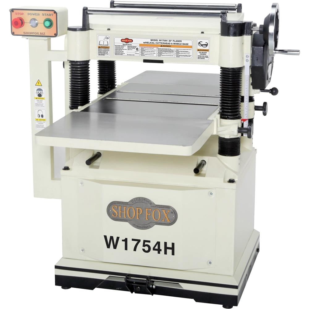 Shop Fox W1754H 20-Inch Planer with Built in Mobile Base and Helical Cutterhead