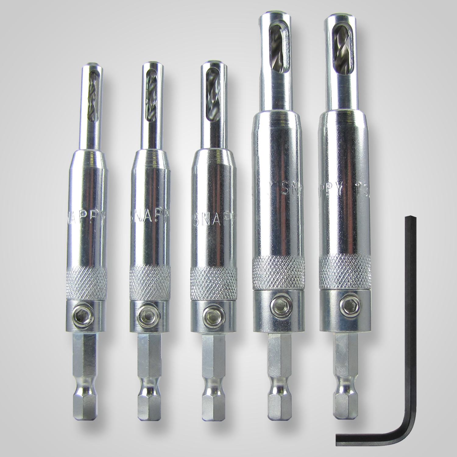 Snappy Tools 40050 5-Piece Self-Centering Hinge Bit Set
