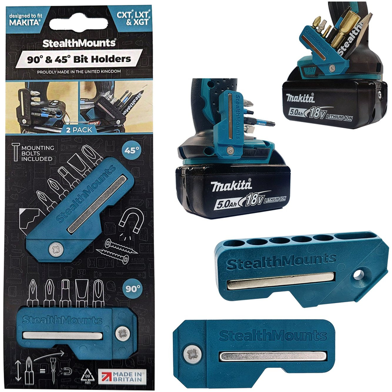 StealthMounts 45° & 90° Magnetic Bit Holder for Makita CXT, LXT