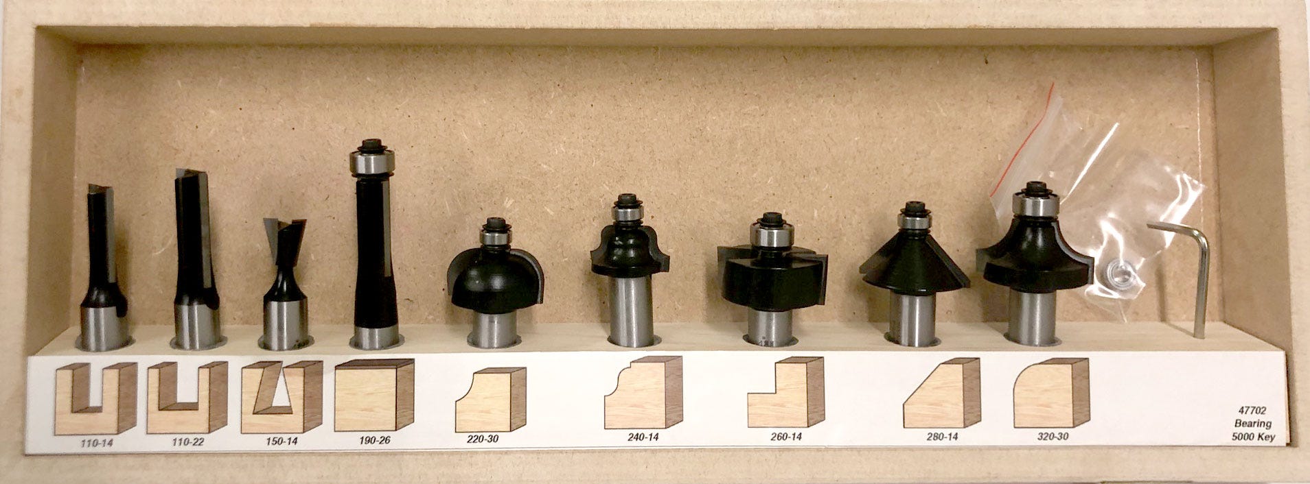Timberline TRS-170 11-Piece 1/2" Shank Router Bit Starter Set