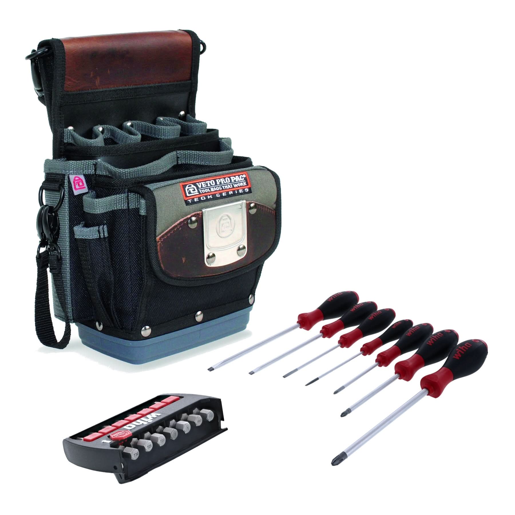 Veto Pro Pac TP4B Clip On Tool Pouch with WIHA 7-Piece SoftFinish