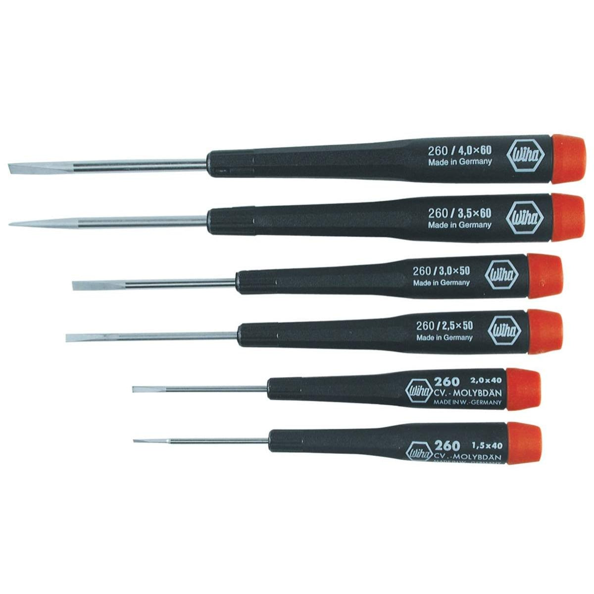 Wiha 26090 Precision Slotted Screwdrivers 6 Piece Set