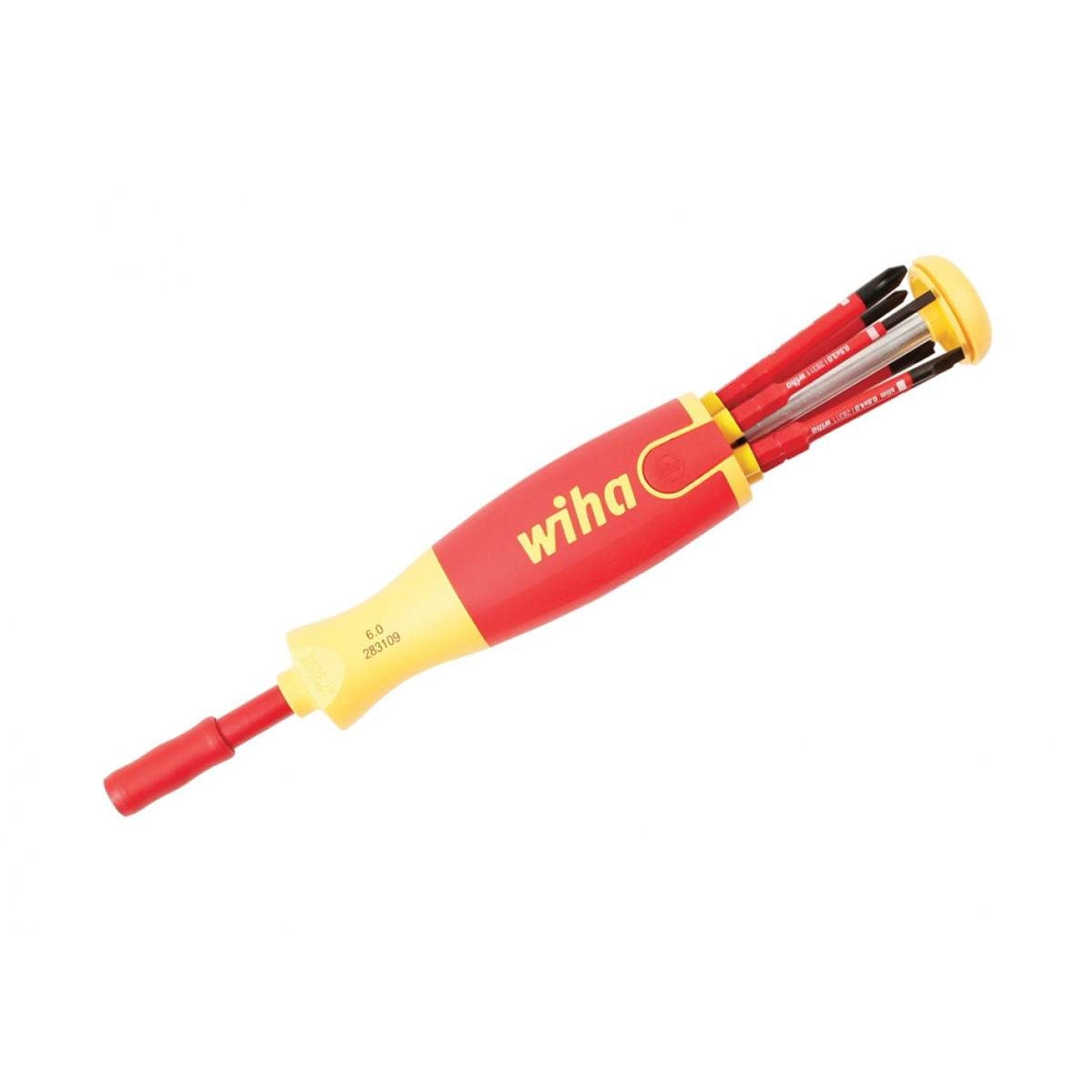 Wiha 28394 Insulated 6-in-1 Ultra Driver SlimLine Slotted Phillips Square Blades 7 Piece Set