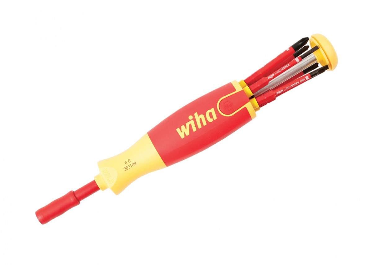 Wiha 28395 Insulated 6-in-1 Ultra Driver SlimLine Slotted/Phillips/Terminal Xeno Blades 7 Piece Set