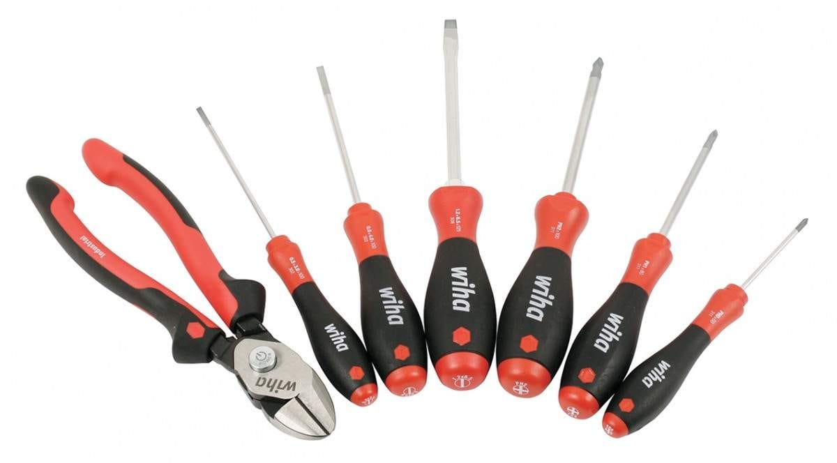Wiha 30942 Industrial Grip BiCut with Slotted and Phillips Screwdrivers 7 Piece Set