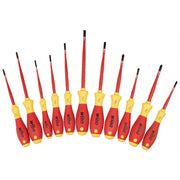 Wiha 32198 Insulated SlimLine Slotted, Phillips, Square and Xeno Screwdrivers 11 Piece Set