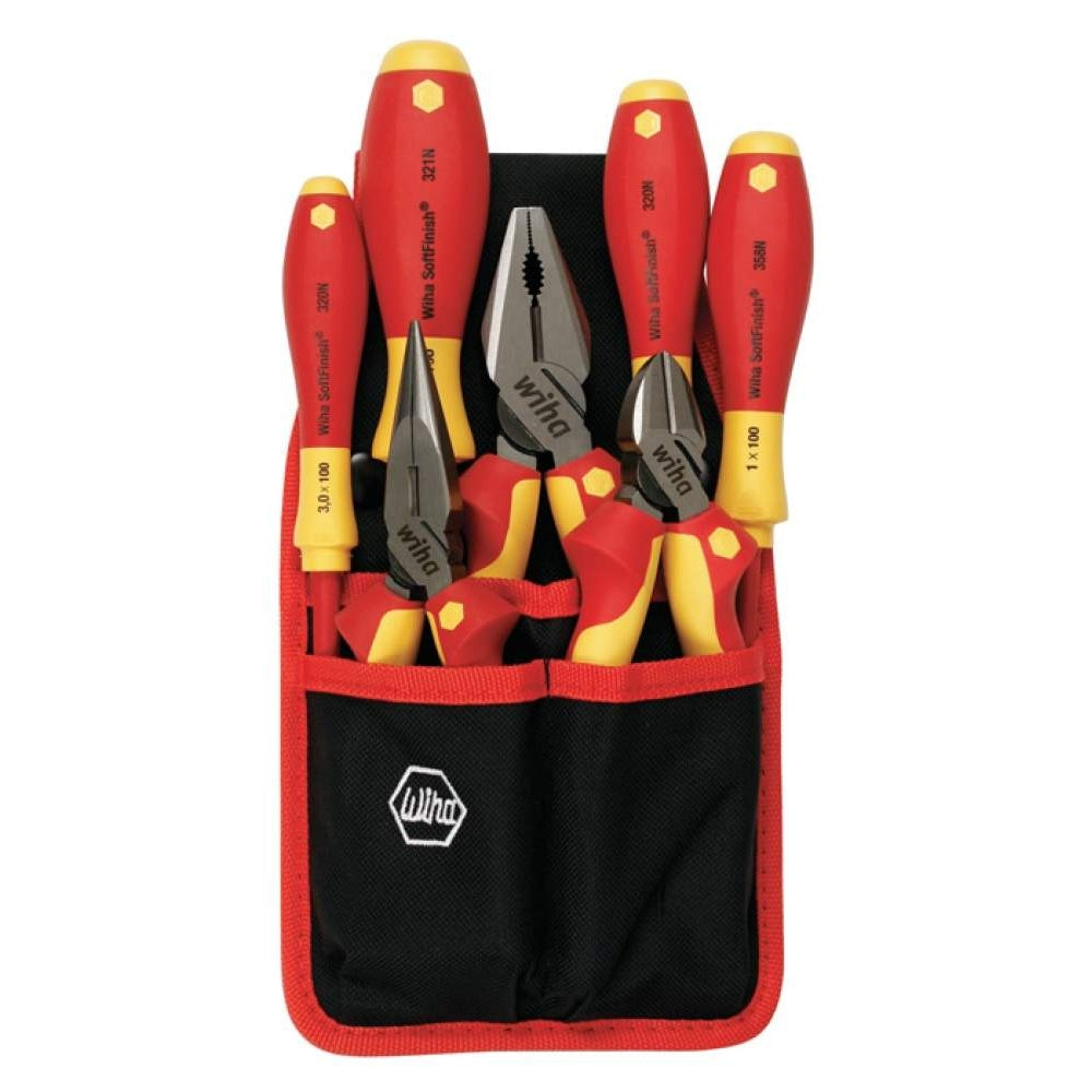 Wiha 32985 Insulated Industrial Pliers/Cutters and Screwdrivers 7 Piece Set