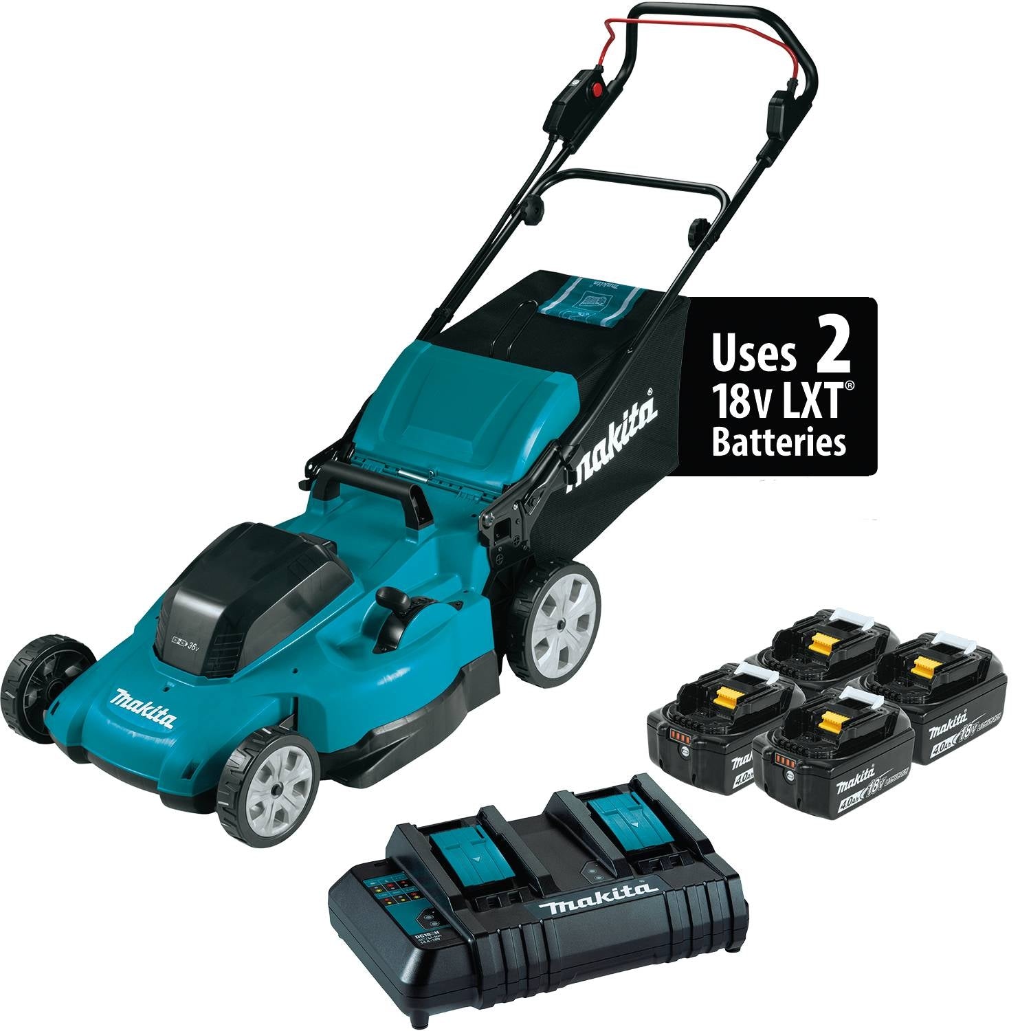 Makita XML13CM1 Makita XML13CM1 36V (18V X2) LXT 19" Lawn Mower Kit with 4 Batteries (4.0Ah)
