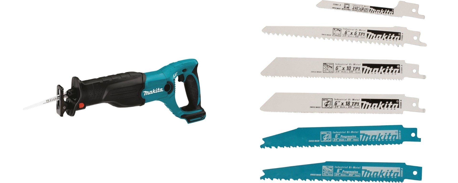 Makita 18V LXT Cordless Reciprocating Saw with 6-Piece Recipro Saw Blade Assortment Pack (Bare Tool)