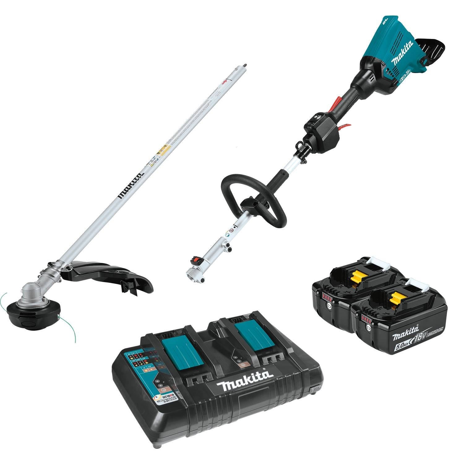 Makita XUX01M5PT 18V X2 (36V) LXT Brushless Cordless Couple Shaft Power Head 5.0Ah Kit w/ String Trimmer Attachment