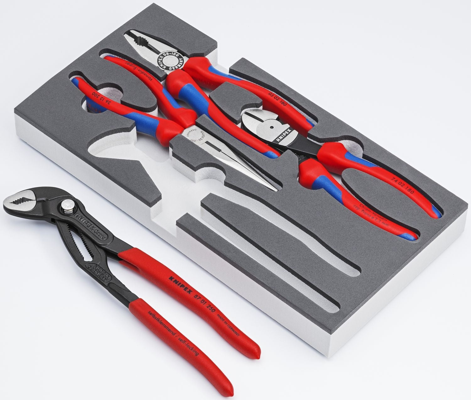 Knipex 00 20 01 V15 4 Pc Basic Pliers Set in Foam Tray