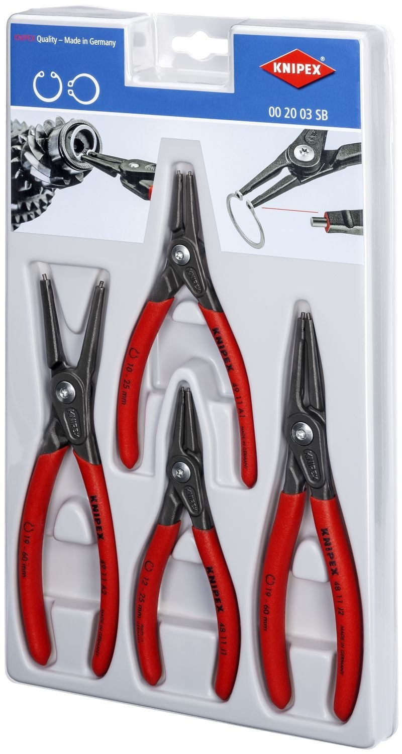 Knipex 00 20 03 SB 4 Pc Precision Snap Ring Pliers Set
