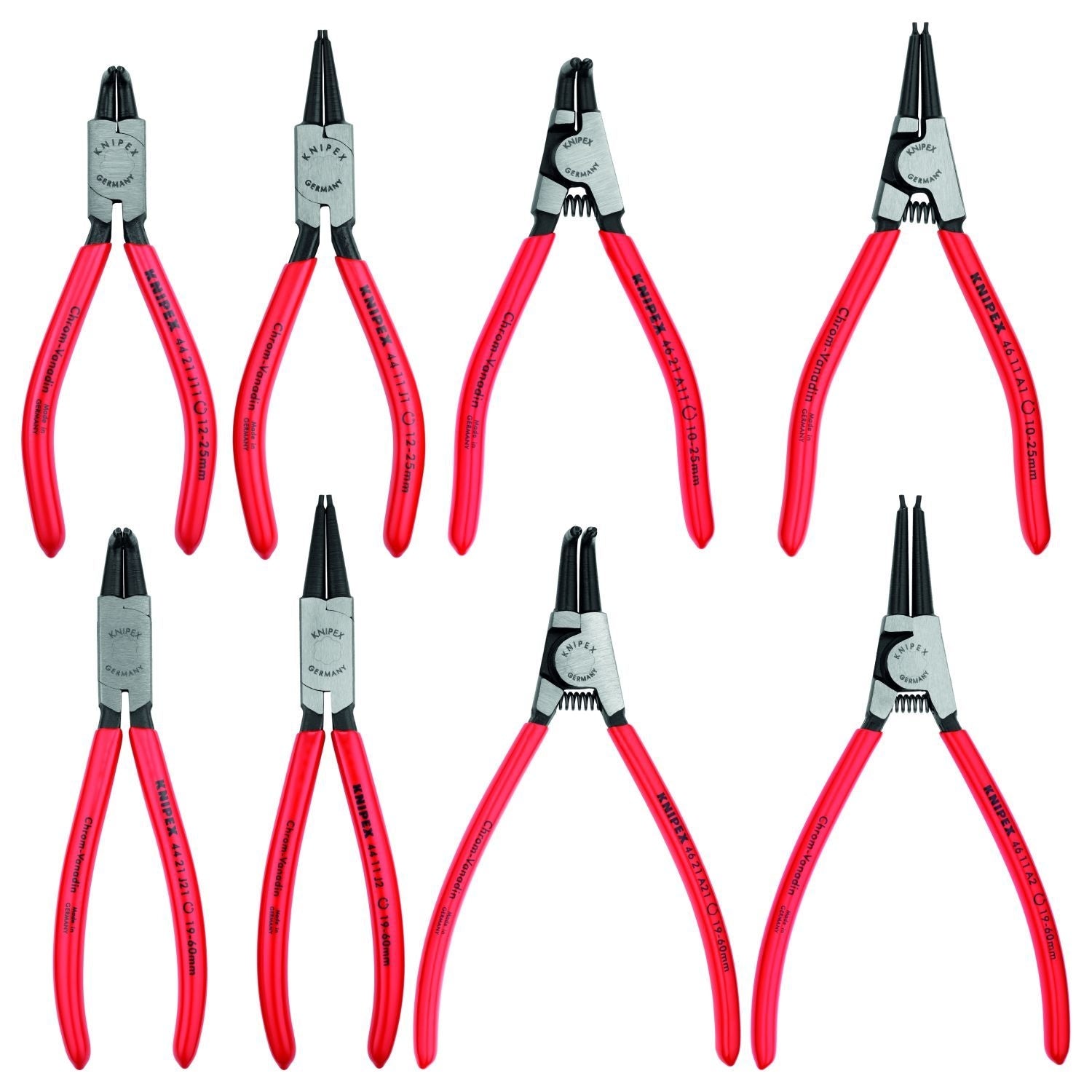 Knipex 00 20 04 SB 8 Pc Precision Snap Ring Pliers Set