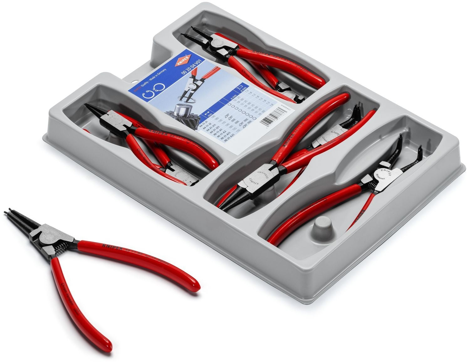 Knipex 00 20 04 SB 8 Pc Precision Snap Ring Pliers Set