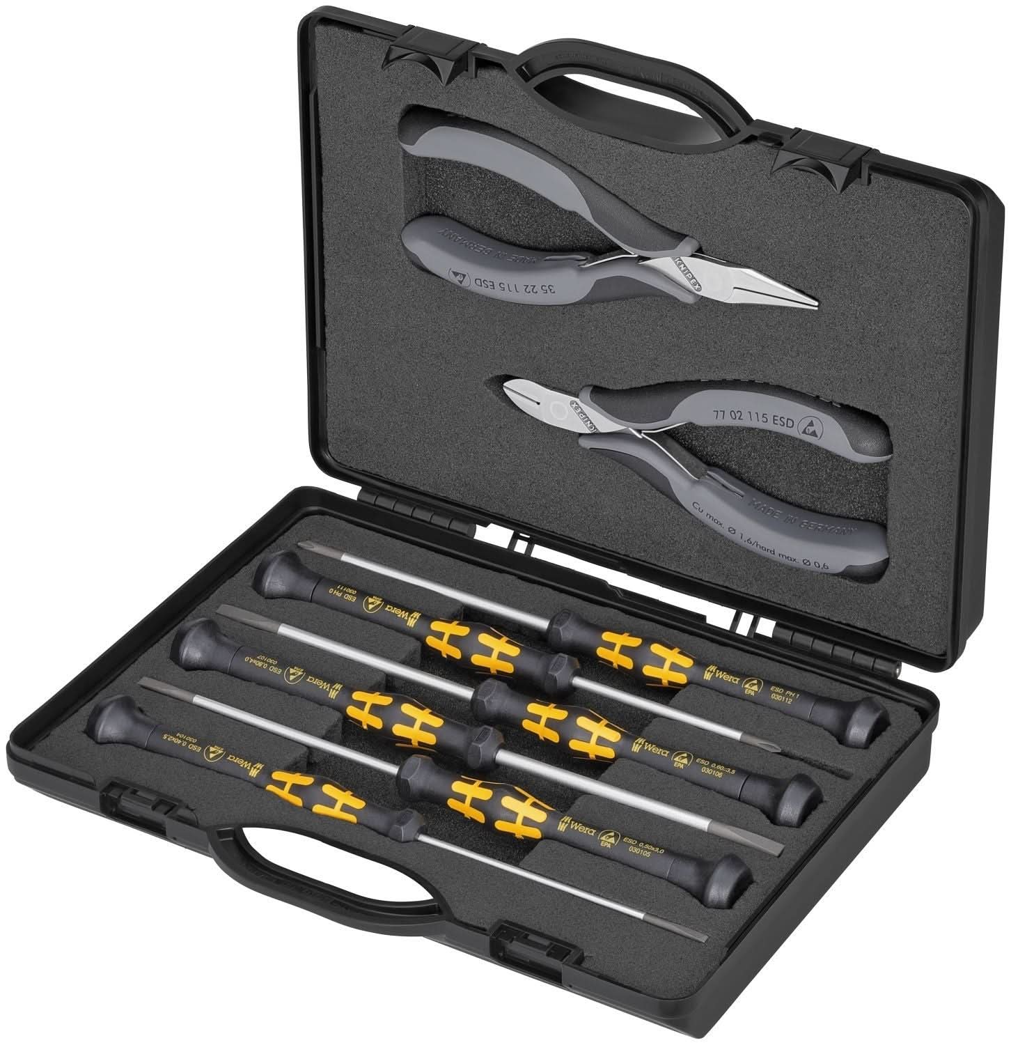 Knipex 00 20 18 8 Pc Electronics Tool Set in Case with Foam
