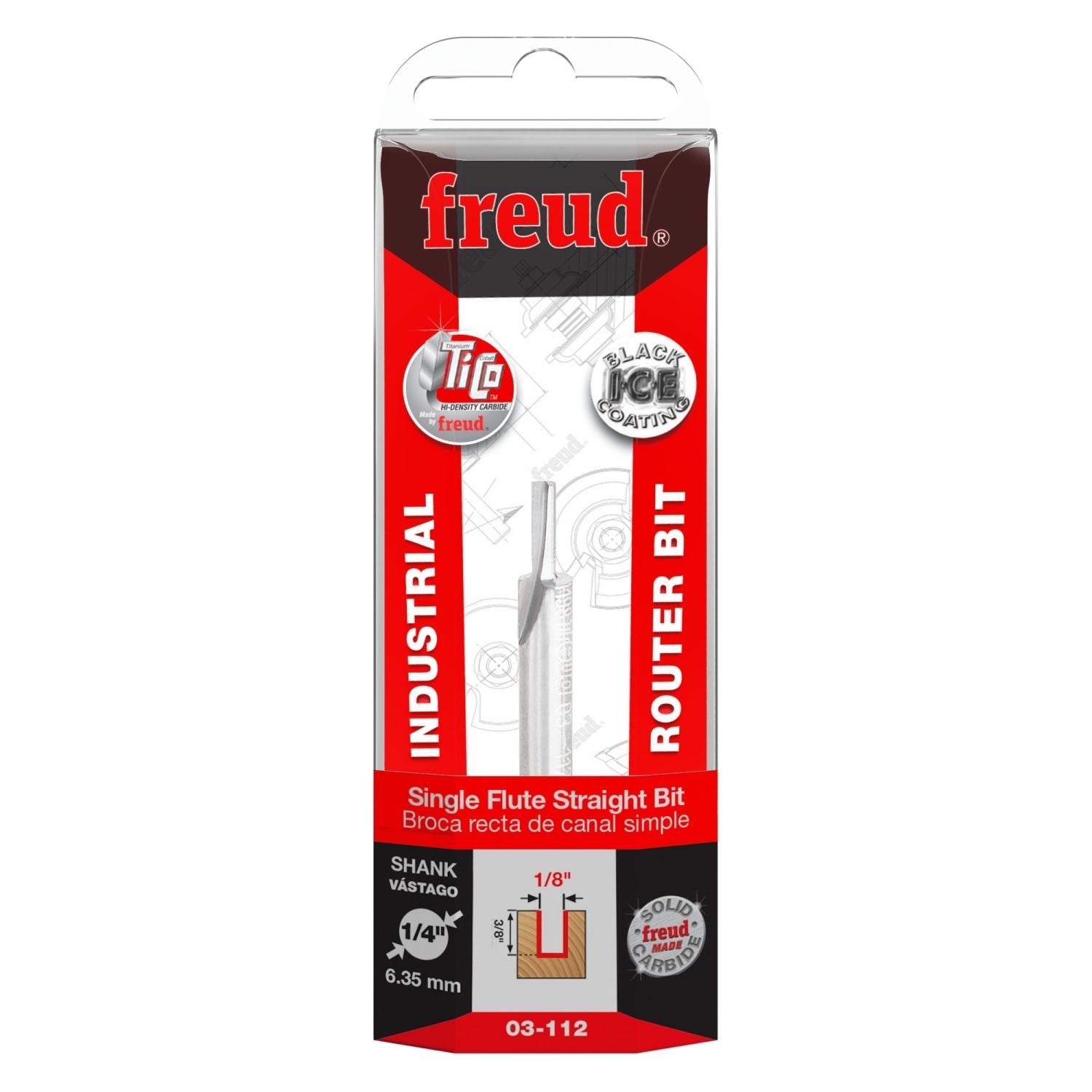 Freud 03-112 1/8-Inch Single Flute Straight Router Bit