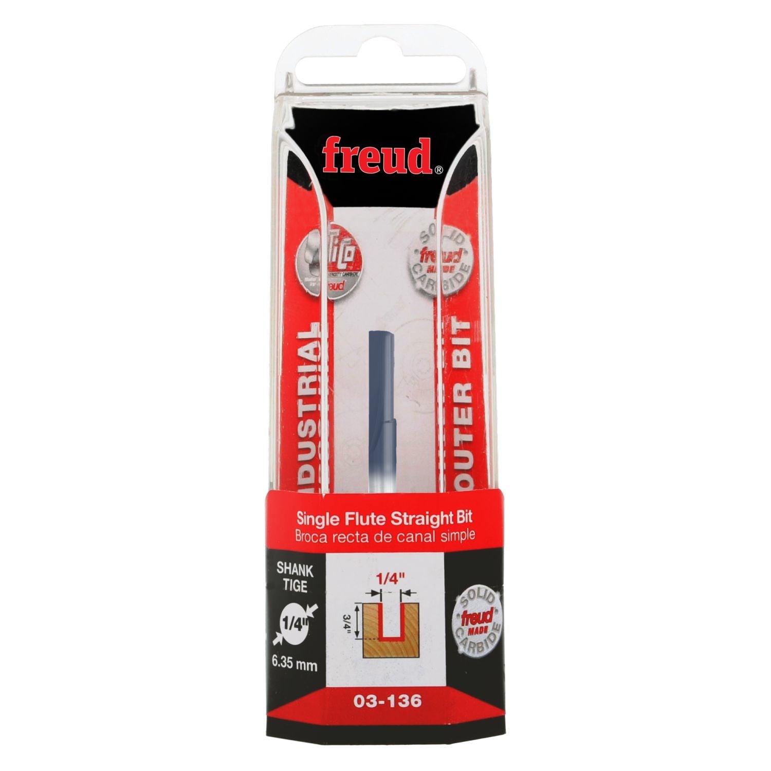 Freud 03-136 1/4-Inch Single Flute Straight Router Bit