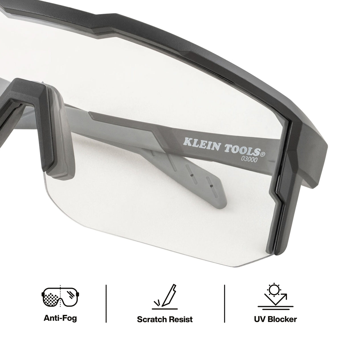 Klein Tools 03000 safety glasses ANSI Z87.1+ high impact and MIL-PRF 32432A ballistic rating