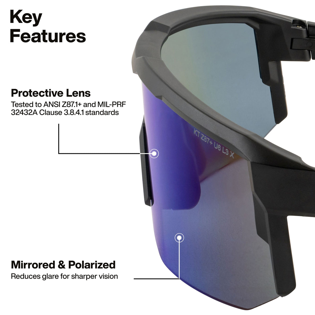 Klein Tools 03002 blade safety glasses blue mirror lens anti-fog and scratch-resistant coating