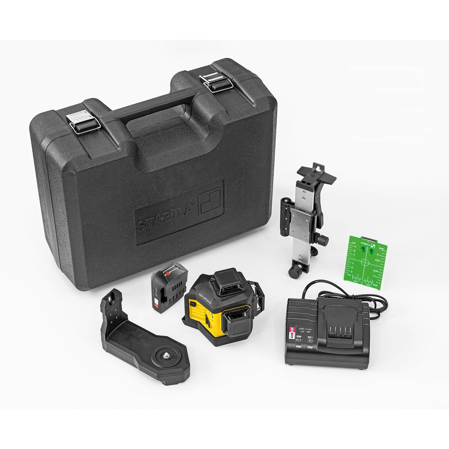 Stabila 03420 LAX 600G Green Beam 3-Plane x 360&deg; Laser 7-Piece Kit