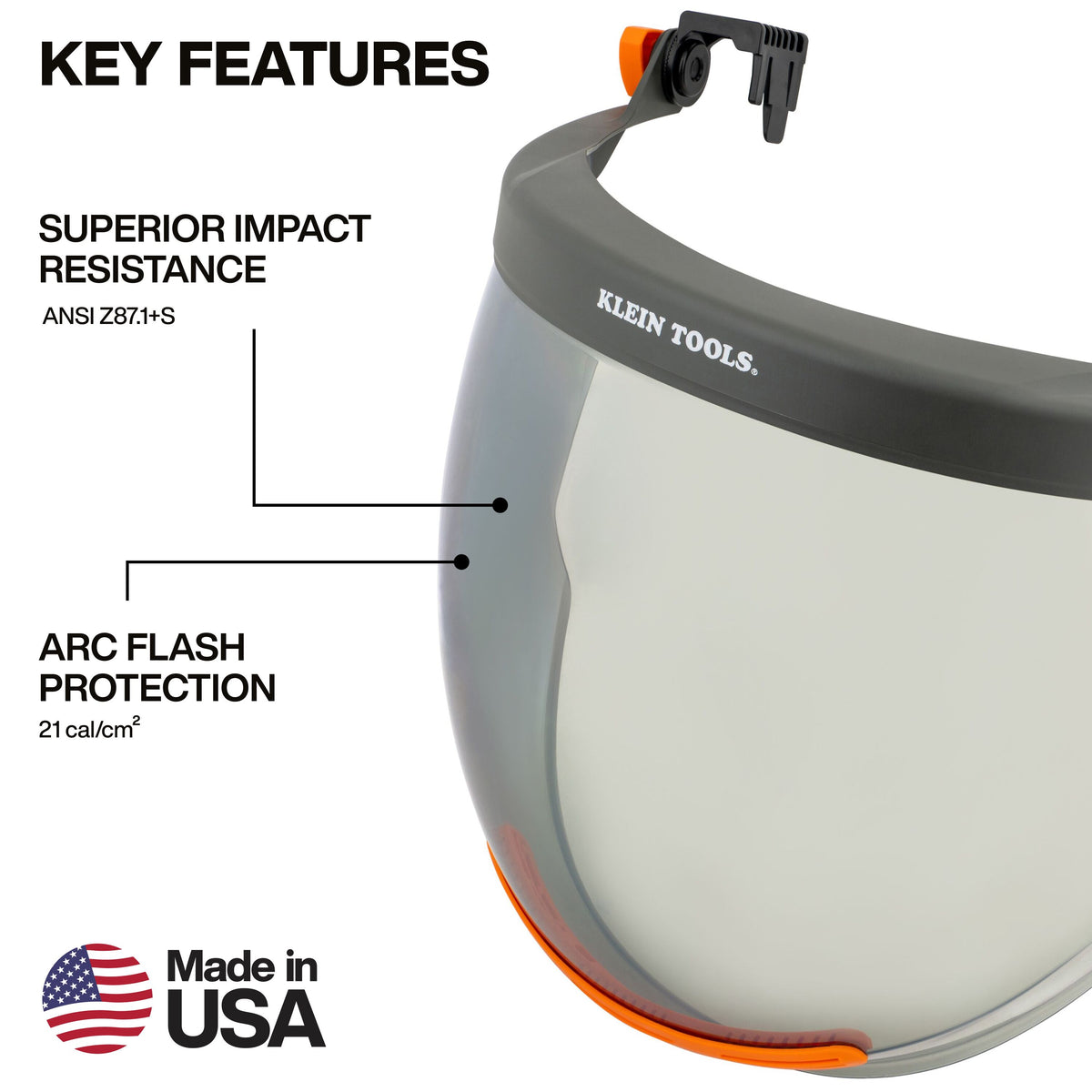 Klein 03600 arc flash face shield feature detail