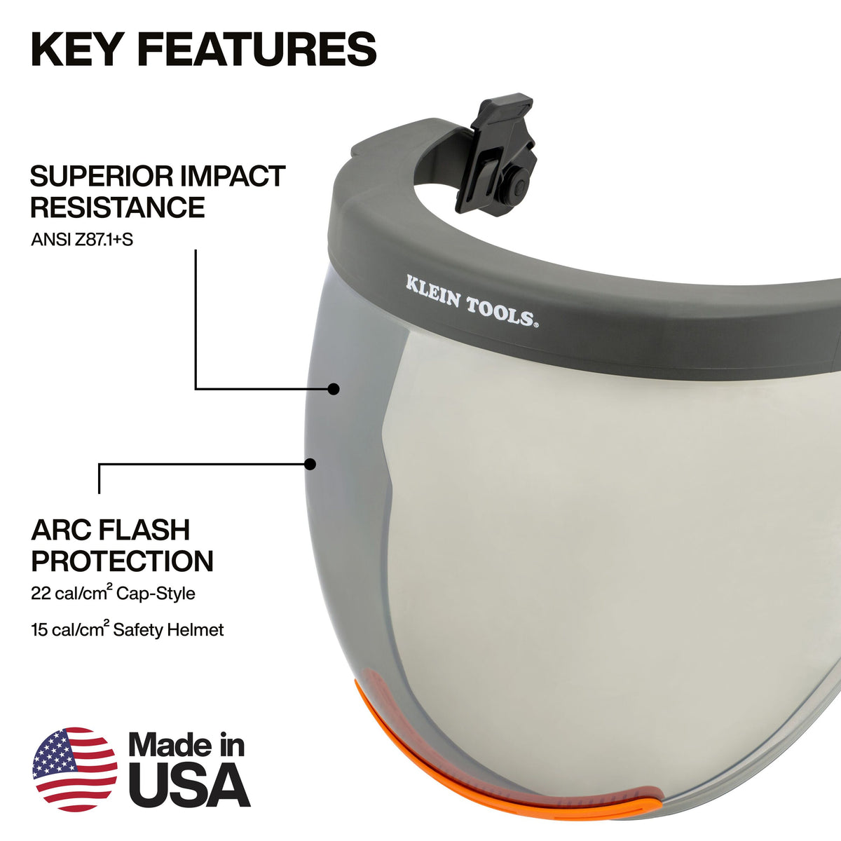 Klein 03601 arc flash face shield feature detail