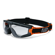 Klein Tools 03610 compact safety goggles with clear lens and black and orange frame