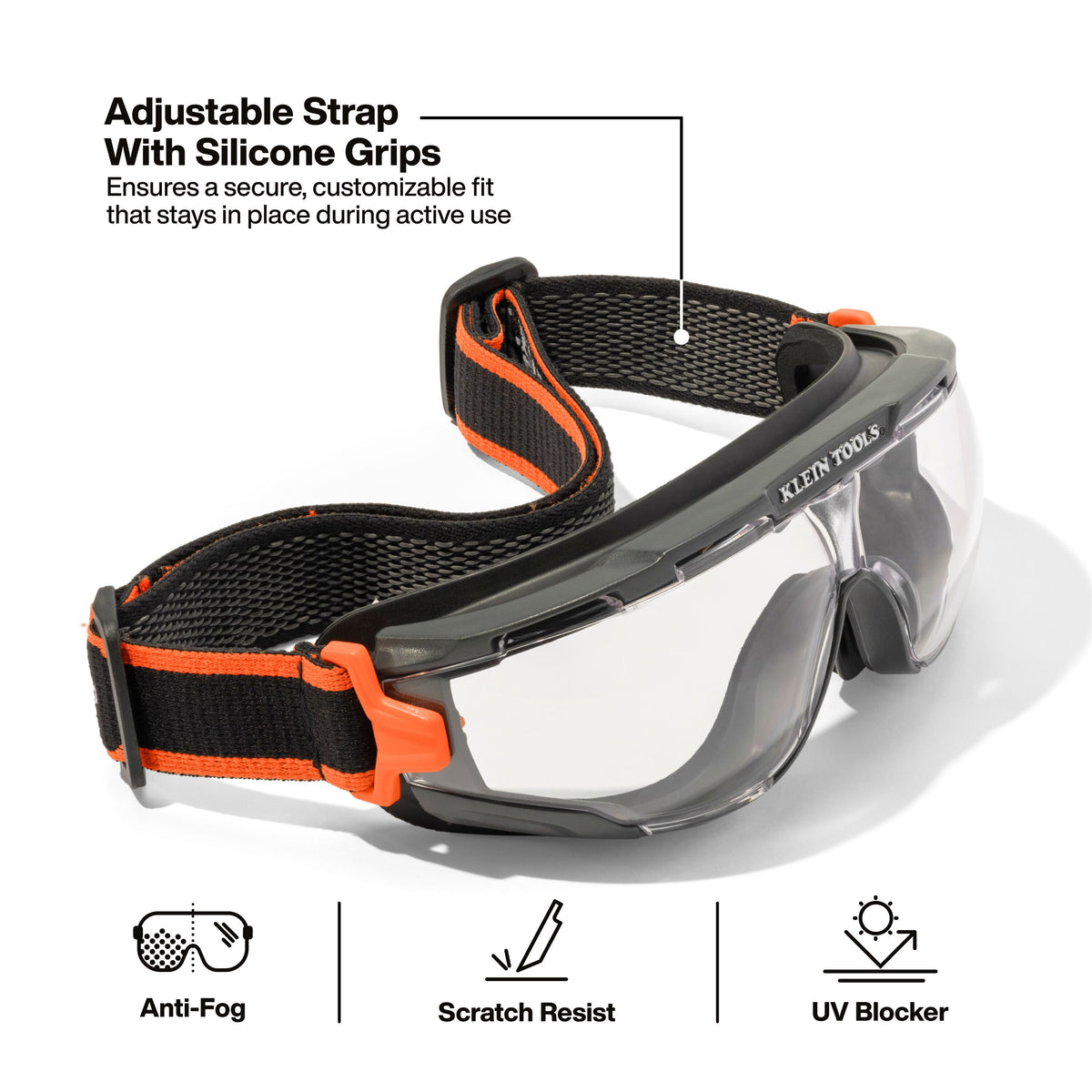 Klein Tools 03610 safety goggles soft foam gasket sealing out dust and debris