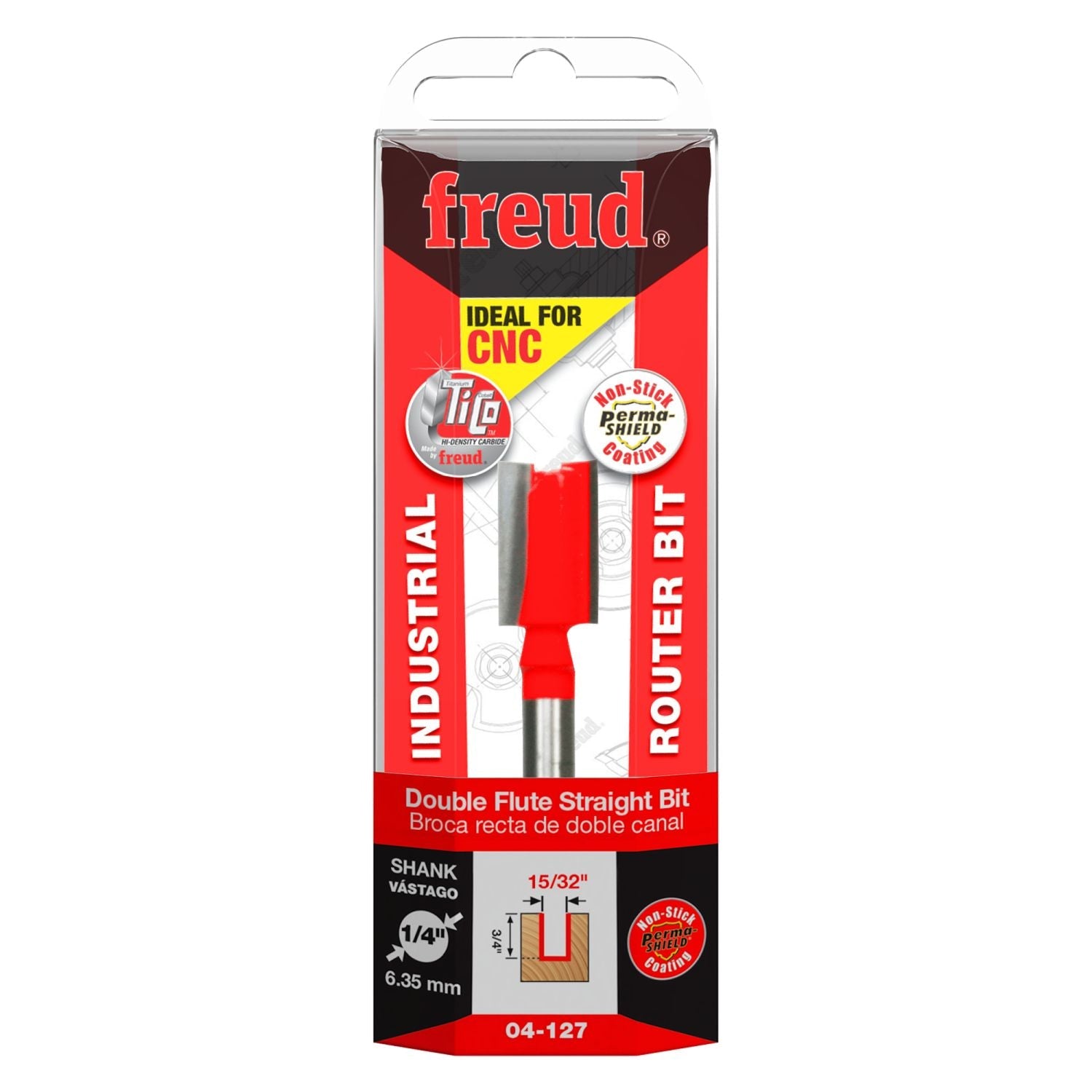 Freud 04-127 15/32-Inch Double Flute Straight Router Bit