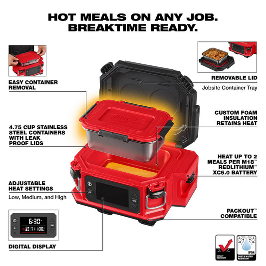 Milwaukee  M18 PACKOUT Jobsite Lunch Warmer, Tool Only (0811-20)
