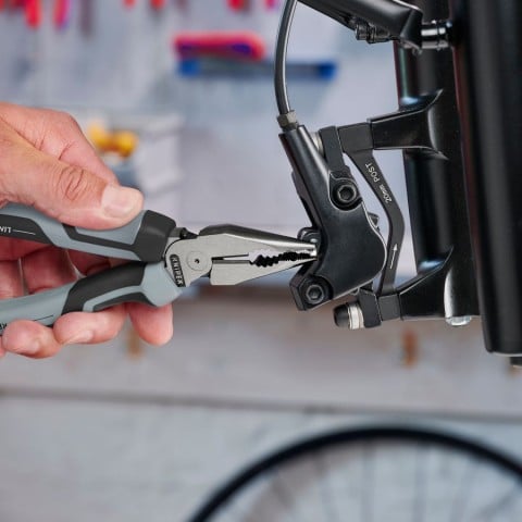 Knipex 08 22 185 S01 needle-nose combination pliers in use on an installation job