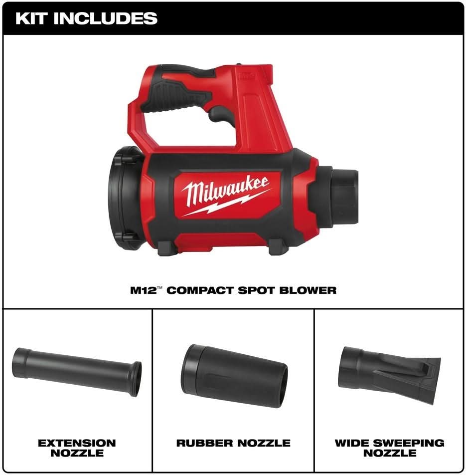 Milwaukee 0852-20 M12 Compact 175 CFM / 110 MPH Spot Blower, Tool Only (PROMO)