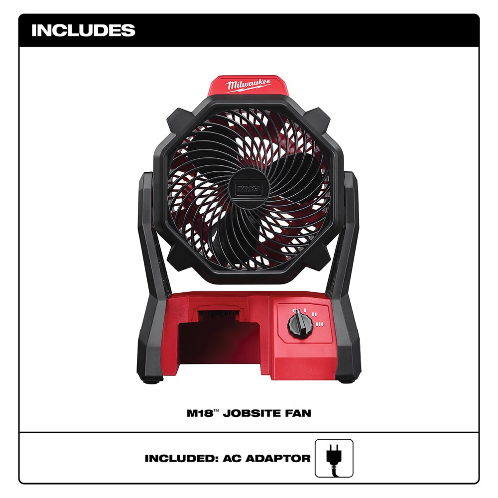 Milwaukee 0886-20 Corded / Cordless M18 Jobsite Fan, No Battery (PROMO)