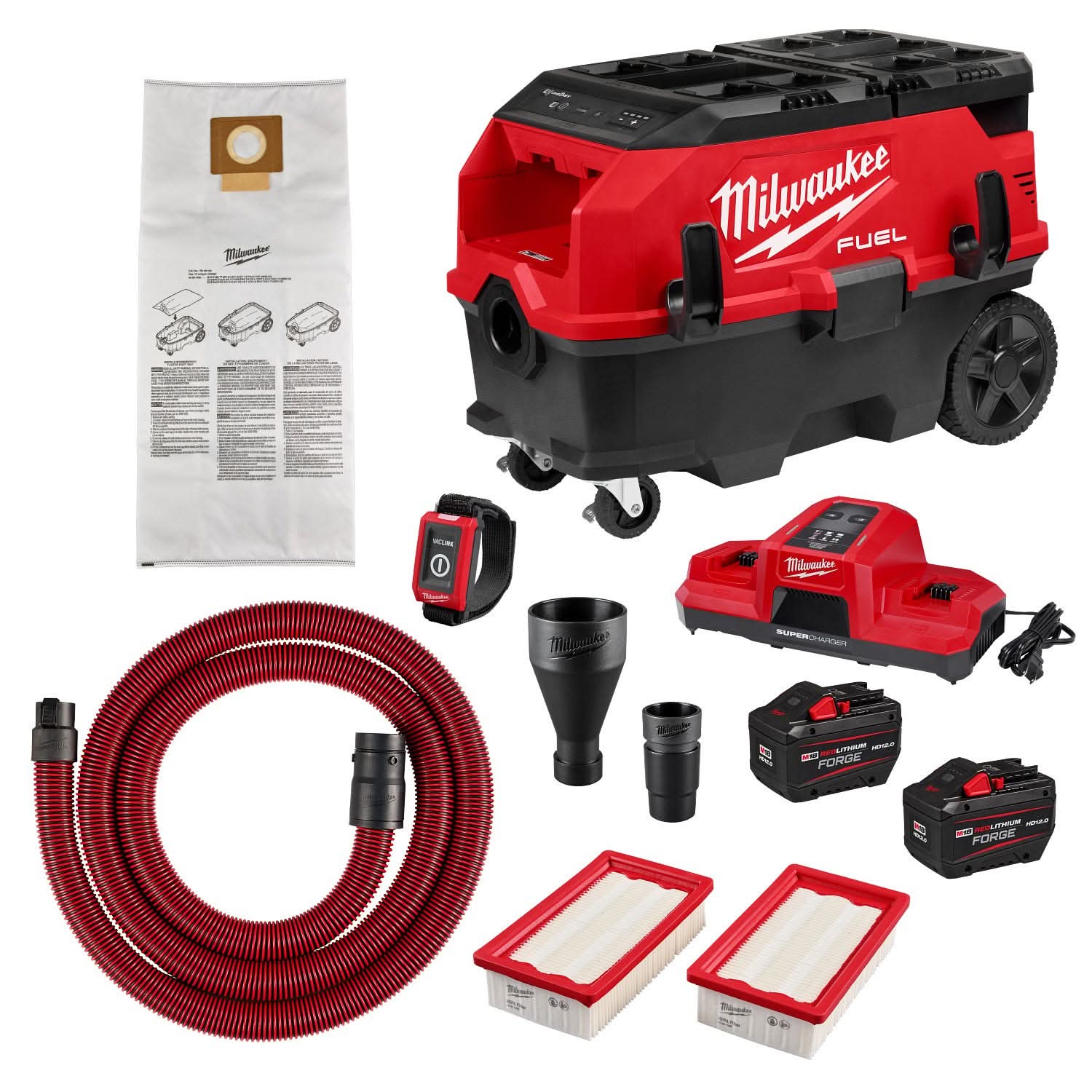 Milwaukee 0888-22HD M18 FUEL 9-Gallon Dual Battery Dust Extractor w/ P ...