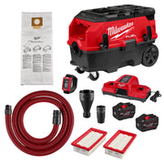 Milwaukee 0888-22HD M18 FUEL 9-Gallon Dual Battery Dust Extractor w/ PACKOUT Compatibility and VACLINK 12.0Ah Kit