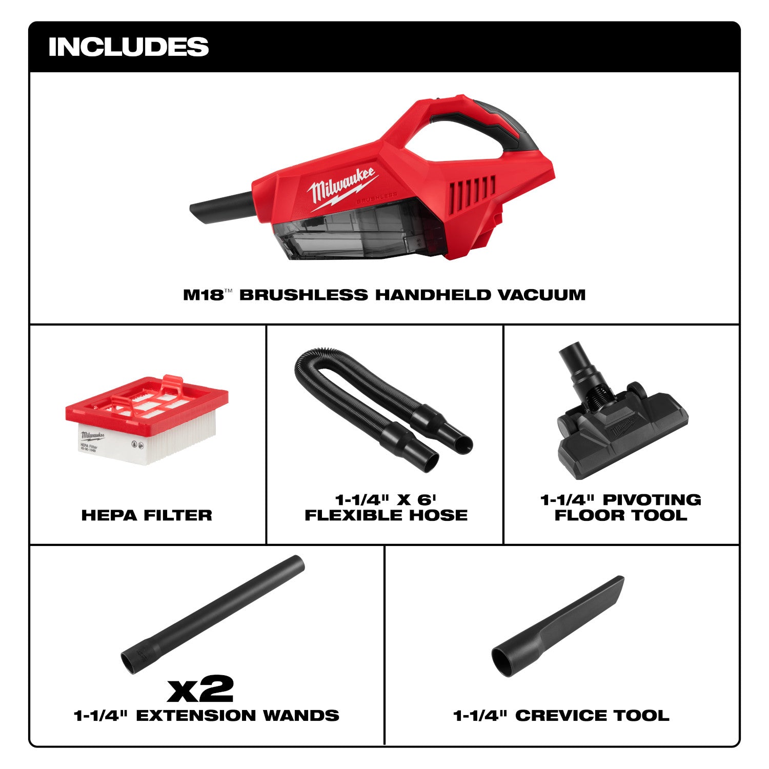 Milwaukee 0892-20 M18 Brushless Handheld Vacuum w/ M18 REDLITHIUM